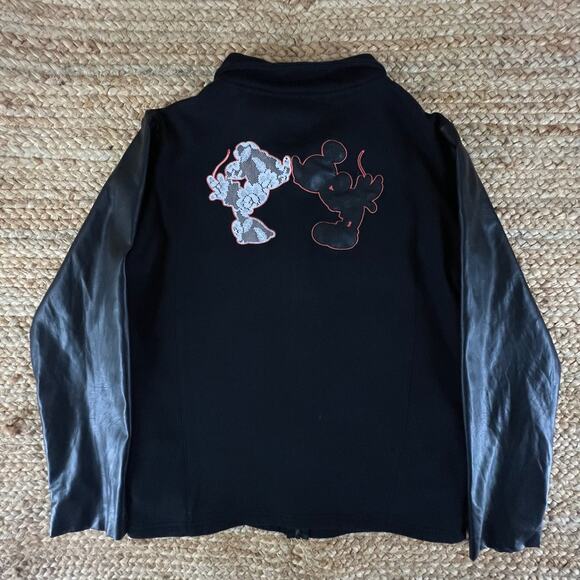 Disney Mickey Minnie Kissing Jacket L Bradford Exchange Lace Faux Leather Black - Picture 5 of 13